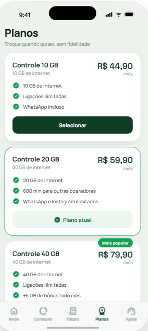 Suporte dentro do app