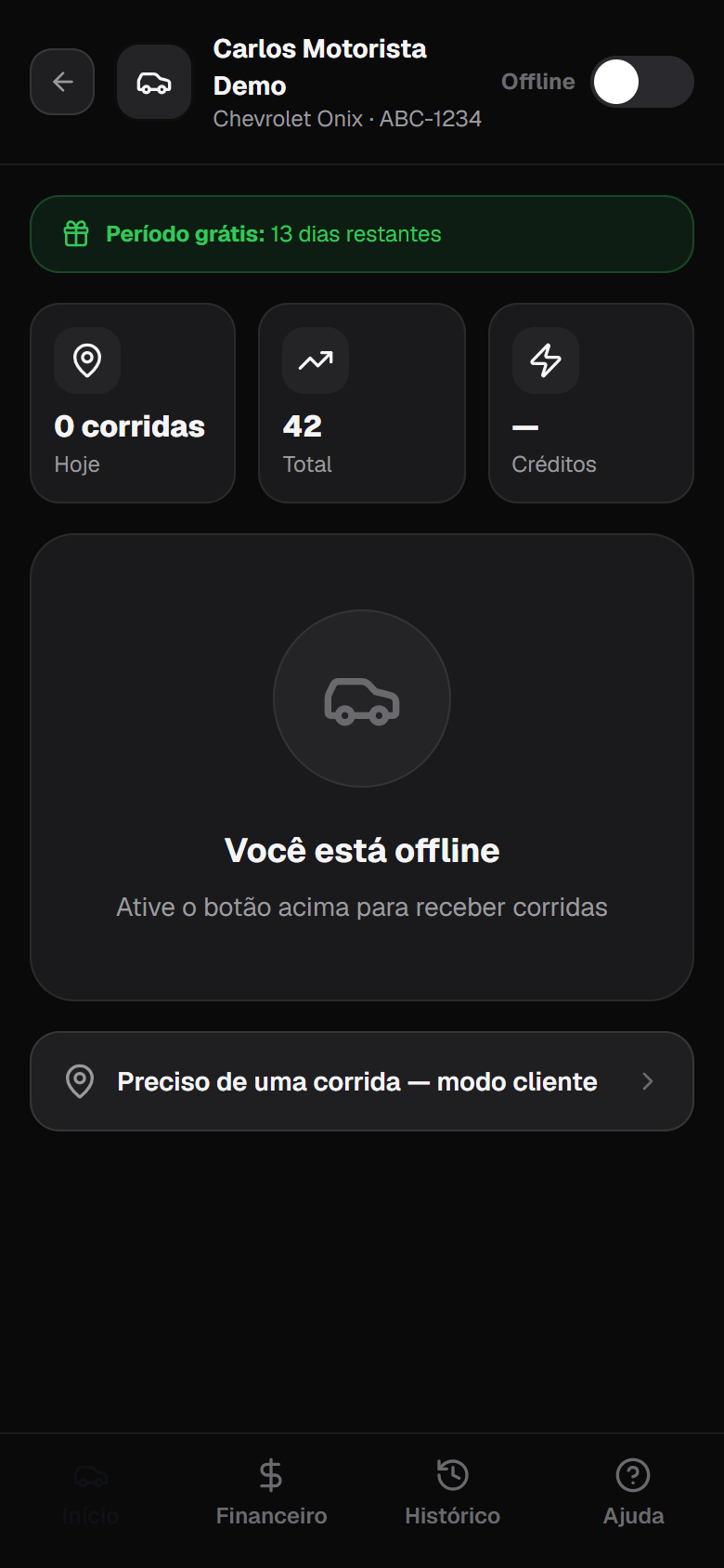 Painel do motorista